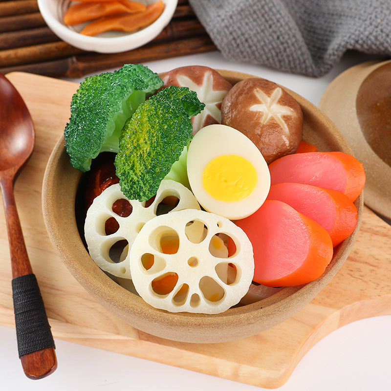 Simulated Hot Pot Ingredient Model Lotus Root Slices Broccoli Kelp Shanghai Green Potato Cubes Carrot Cubes Mushroom Corn