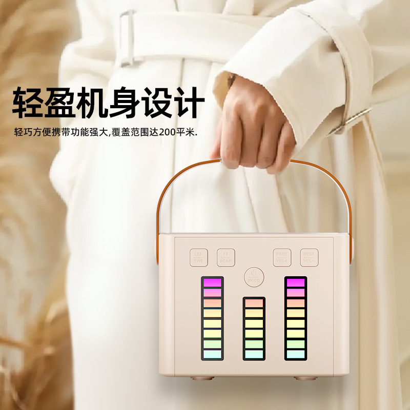 Q2 Colorful Atmosphere Light Wireless Microphone Speaker All-In-One Bluetooth Karaoke Audio Outdoor Portable Home