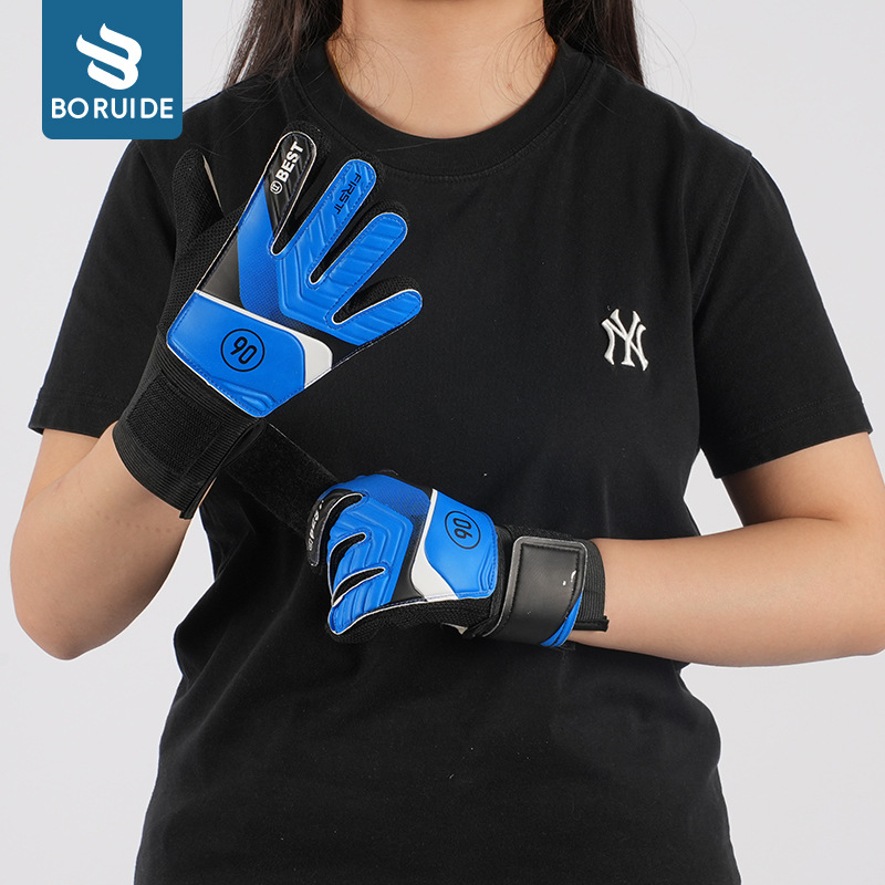 Children's Football Goalkeeper Gloves Wear-Resistant Latex Anti-Slip Finger Protection Goalkeeper Gloves Adjustable Wrist Protection Student Gloves