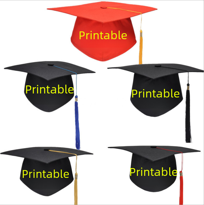 Manufacturer's Ready Stock Wholesale Printed School Badge High School Graduation Ceremony 18-Year-Old Adult Ceremony Hat College Student Bachelor's Hat