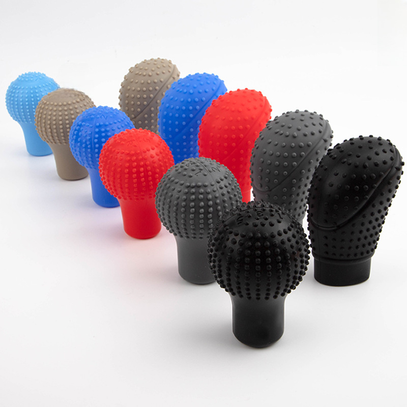 Car Silicone Gear Sleeve Round Gear Handle Sleeve Oval Manual Massage Gear Head Protective Sleeve Car Handbrake Sleeve