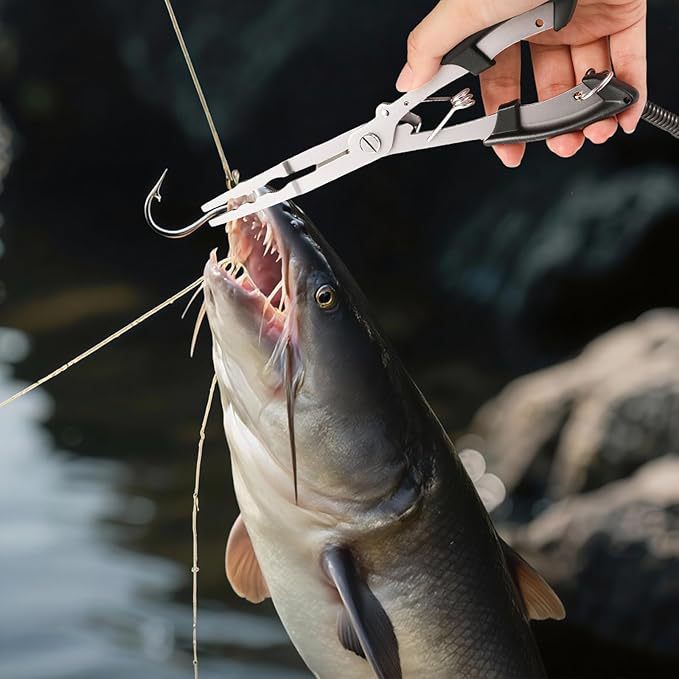 Multifunctional Stainless Steel Fishing Pliers with Extended Mouth, Fishing Scissors, Hook Remover, Sea Fishing Fish Control Tool Set All-In-One