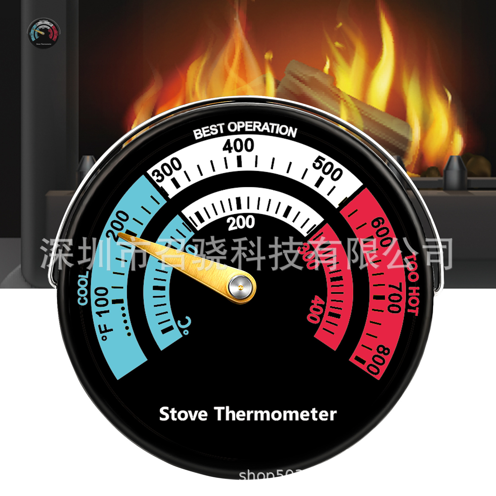 Кросс-бордный термометр для камина 6 см магнитный монитор температуры камина алюминиевый сплав термостойкий термометр для дровяной печи