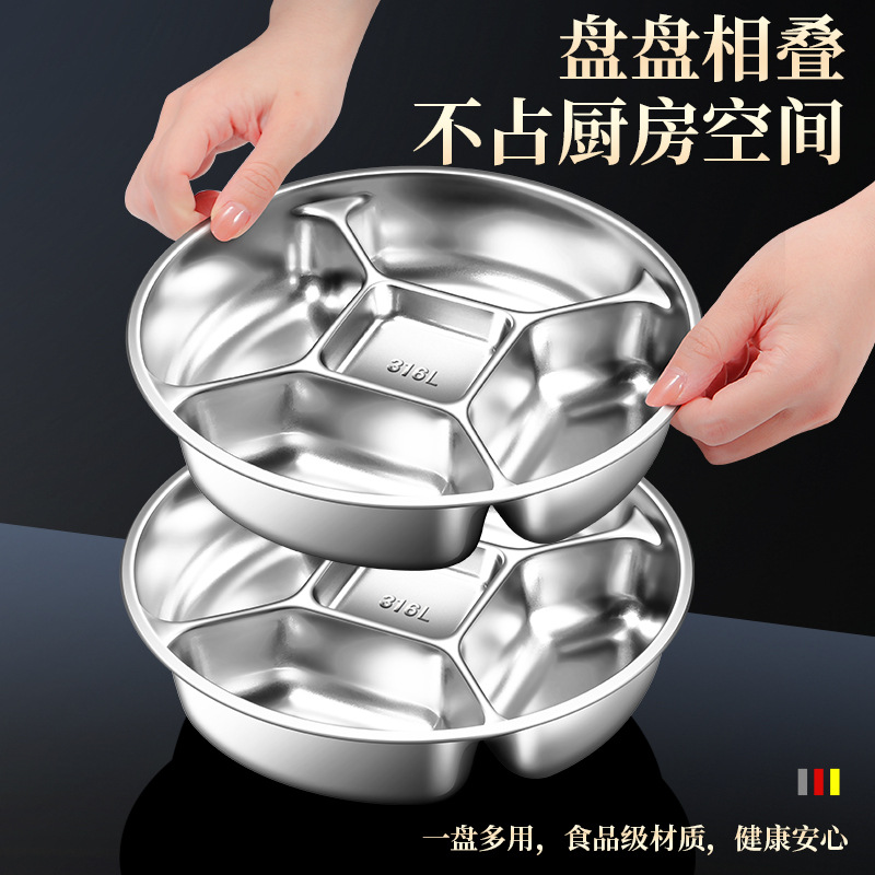 304 Stainless Steel Multi-Functional Five-Compartment Prep Tray for Kitchen Storage of Onions, Ginger, Garlic, and Small Seasoning Ingredients