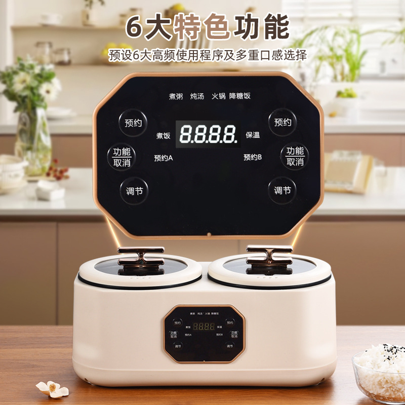 Yuerde Direct Supply Double-bile Rice Cooker Multifunctional Electric Cooker Reservation Timing Large Capacity Double-in-one Rice Cooker