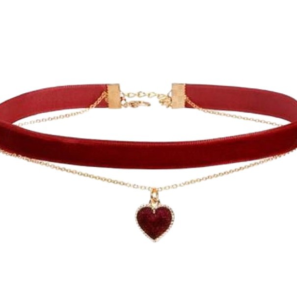 Christmas New Year Red Pendant Girl Vintage Velvet Choker Necklace Distinctive Sweet Love Clavicle Chain Necklace