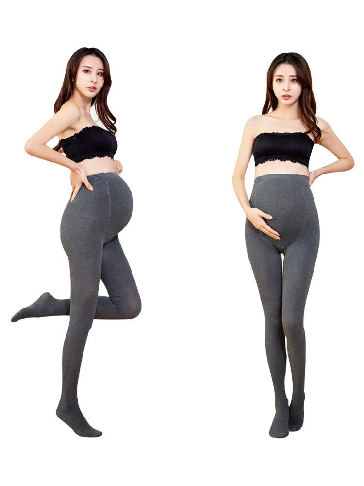 Pregnant Women's Leggings Autumn and Winter Fleece-lined Vertical Striped Cotton Large Size Pregnancy Pantyhose Adjustable Women's Maternity Wear