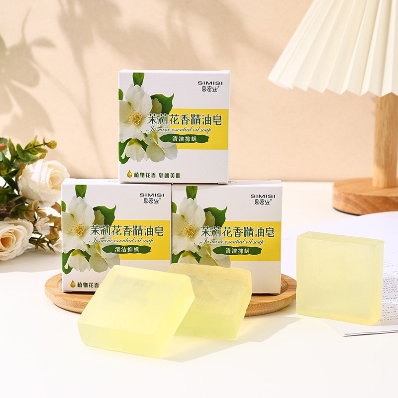 [Simi Silk] Jasmine Flower Soap Square Essence Oil Soap Hand-made Soap Cleaning and Moisturizing 80G