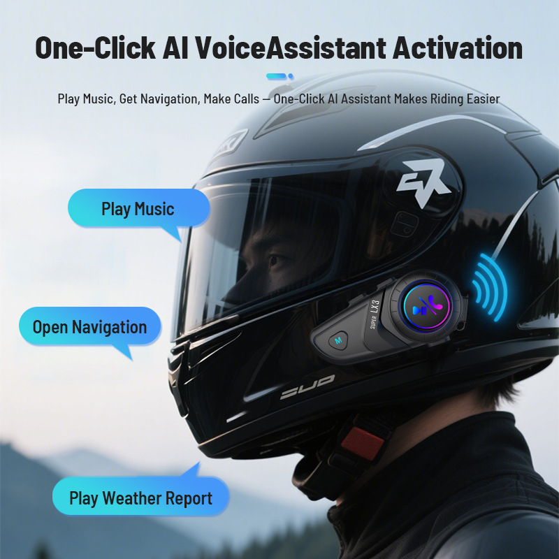 Source Factory Upgraded Lx3 Motorcycle Helmet Headset Wireless 5.4 Riding Waterproof Bluetooth