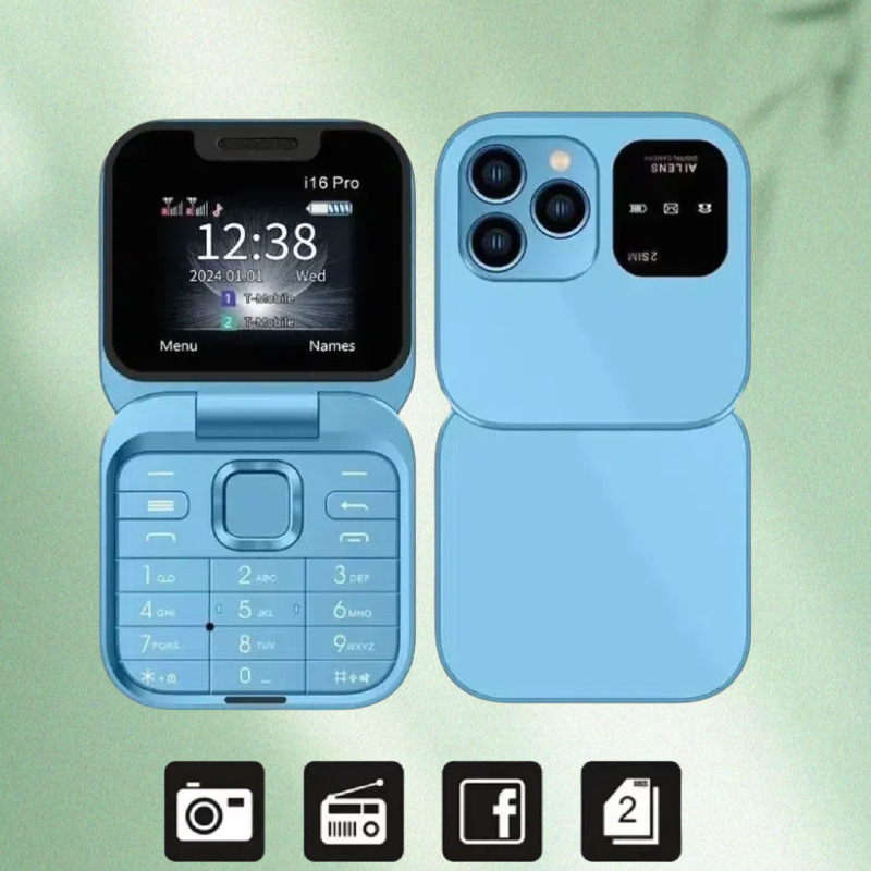 Cross-Border Export I16 Pro Dual Sim Dual Standby Non-Smart Phone Flip Phone Button Elderly Phone 2g Mobile Phone
