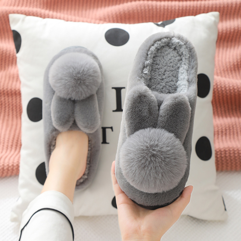 Cotton Slippers for Women Winter Thick-Soled Non-Slip Stereo Plush Warm Home Indoor Couple Cute Outer Wear Bag Heel Confinement Shoes