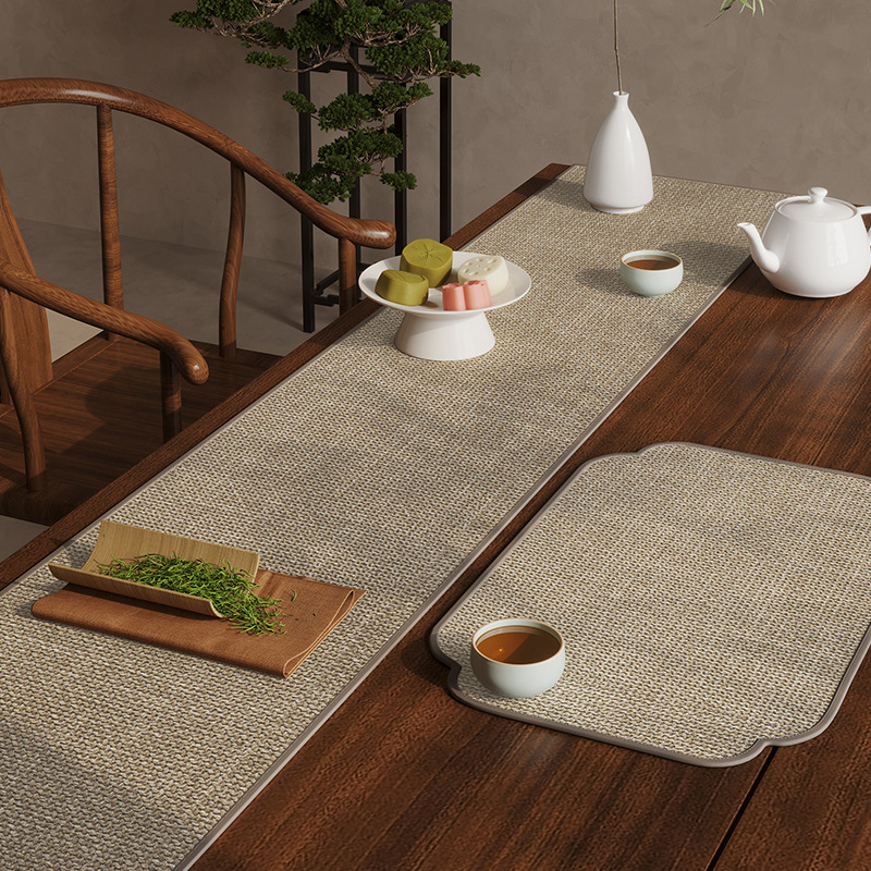 Новый китайский стиль, имитация льна, доступный роскошный водонепроницаемый сухой пузырьковый чайный мат, зен, скатерть для чайного подноса
