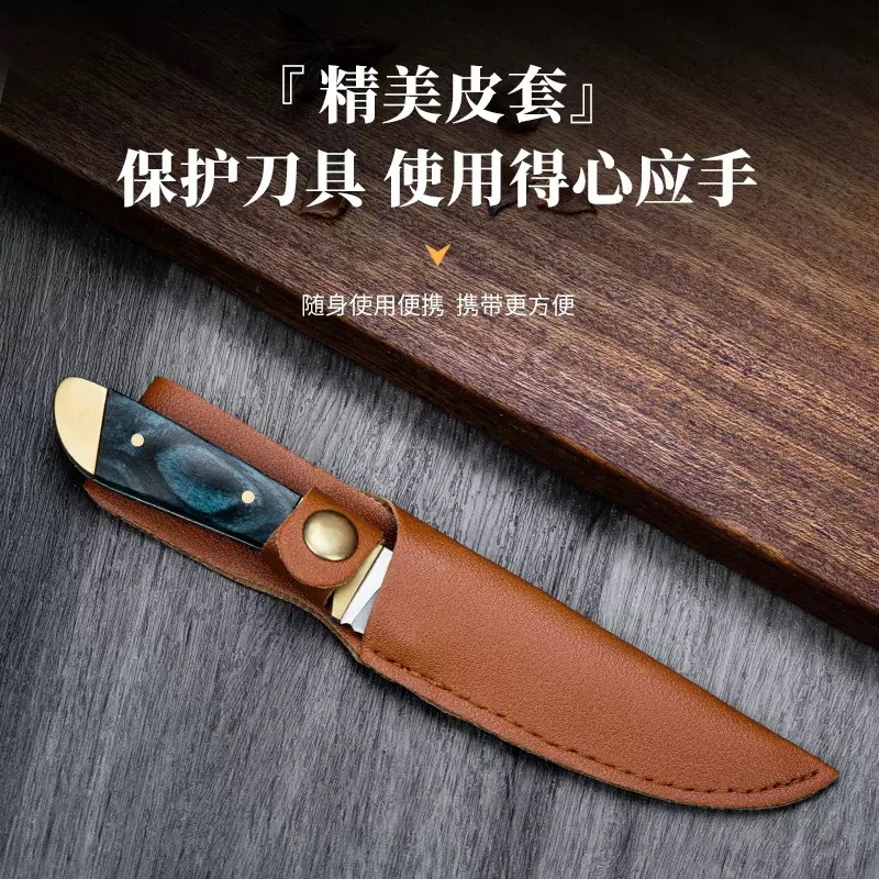 Factory Outlet Mongolian Knife Hand Bones Knife with Leather Case Outdoor Portable Fruit Knife Meat Cutting Knife