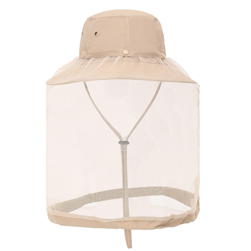 Outdoor Fishing Protective Large Brim Hat Breathable Mesh Anti-Mosquito Sun Hat Can Store Mesh Men's and Women's Hat