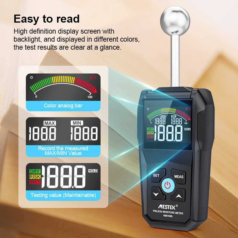 Foreign Trade Wm700A Non-Contact Wood Moisture Detector Wood Moisture Meter Board Moisture Ball Head Model B