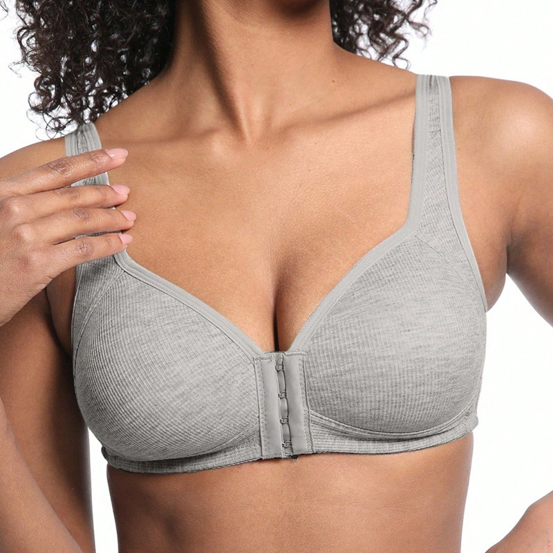 Cross-Border Popular Front-Button Bra for the Elderly, Wide-Shoulder Vest, Front-Button Bra, Full-Cup Bra Without Rims