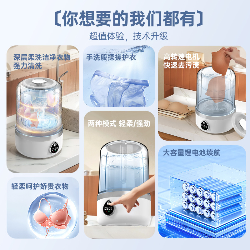 New Cross-Border Mini Washing Machine Portable Charging Fully Automatic Washing Machine Underwear Underwear Socks Small Washing Machine