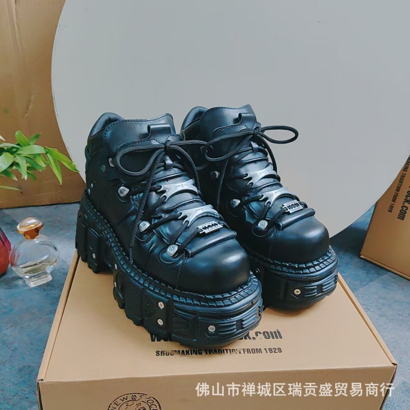 Cross-border Retro Height Increasing Lovers Shoes Spain New Trendy Men's Platform Casual Punk Rock Shoes for Foreign Trade