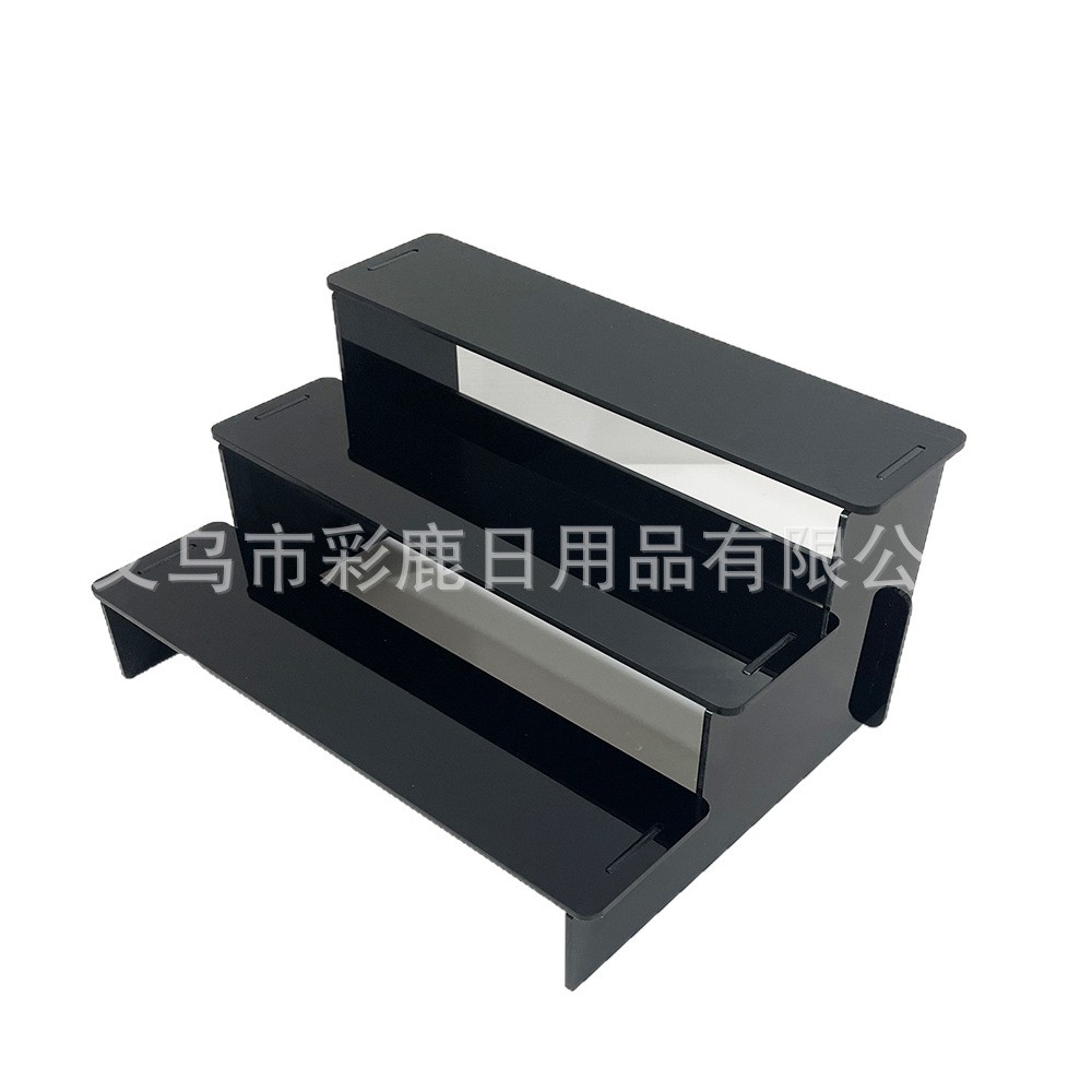 Colorful Three-Layer Storage Rack, Black Multi-Layer Stepped Display Rack, Bubble Mart Figurine Desktop Cosmetics Organizer