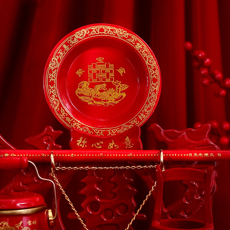 Large Child Bucket Wooden Concentric Lock Child Bucket Weighing Heart Ruyi Bride Dowry Wedding Supplies Wholesale