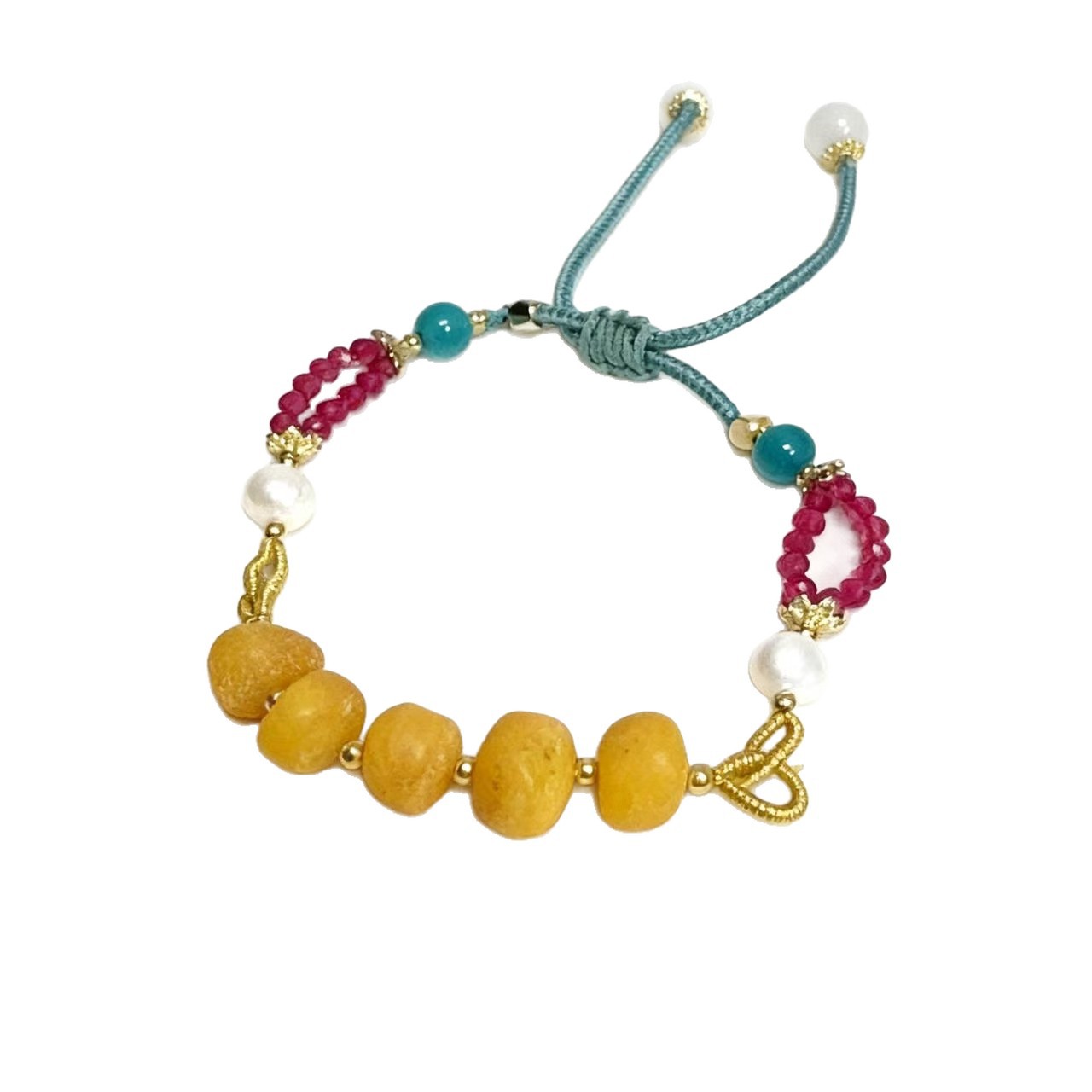 Natural Beeswax Amber Raw Stone Sweater Chain Bracelet DIY Fashion Versatile Clavicle Chain Sweet Necklace Wholesale