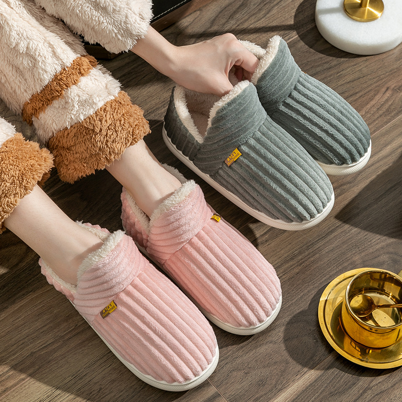 Autumn and Winter Cotton Slippers Women's Couple's Warm Non-Slip Indoor Home Fluffy Fleece-Lined Outwear Moon Cotton Shoes for Men