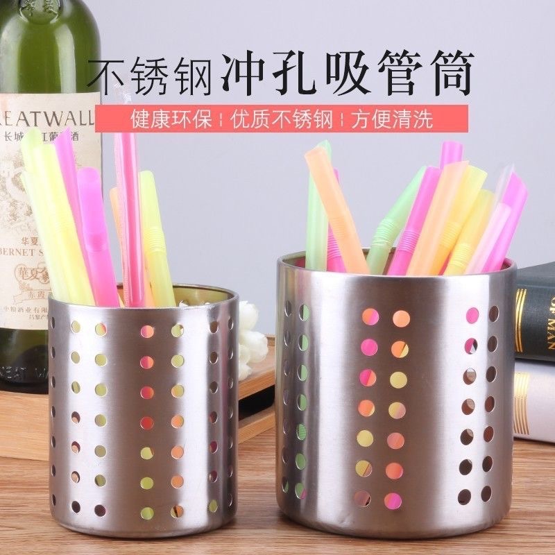 Factory Direct stainless steel chopsticks holder stainless steel kitchen rack large small size round hole chopsticks holder