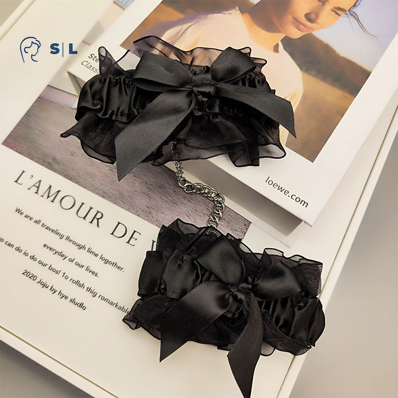 sexy lingerie accessories lace veil bow lace handcuffs binding choker collar female fun sm