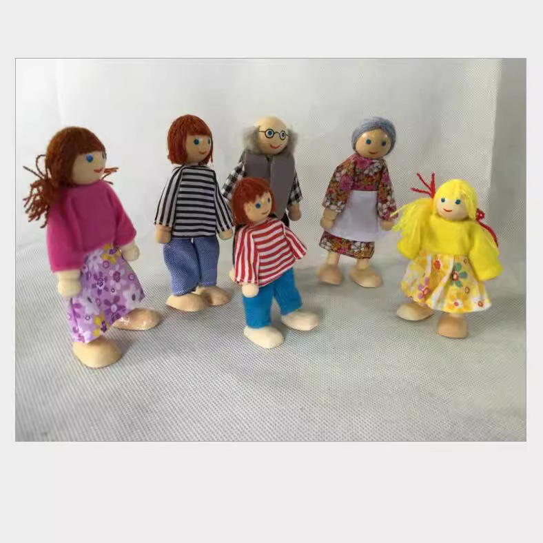 Cross-Border Japanese and Korean Wooden Dolls, Black, Amazon, Family, 6, 7 Mouths, Puppet Joints, Movable People