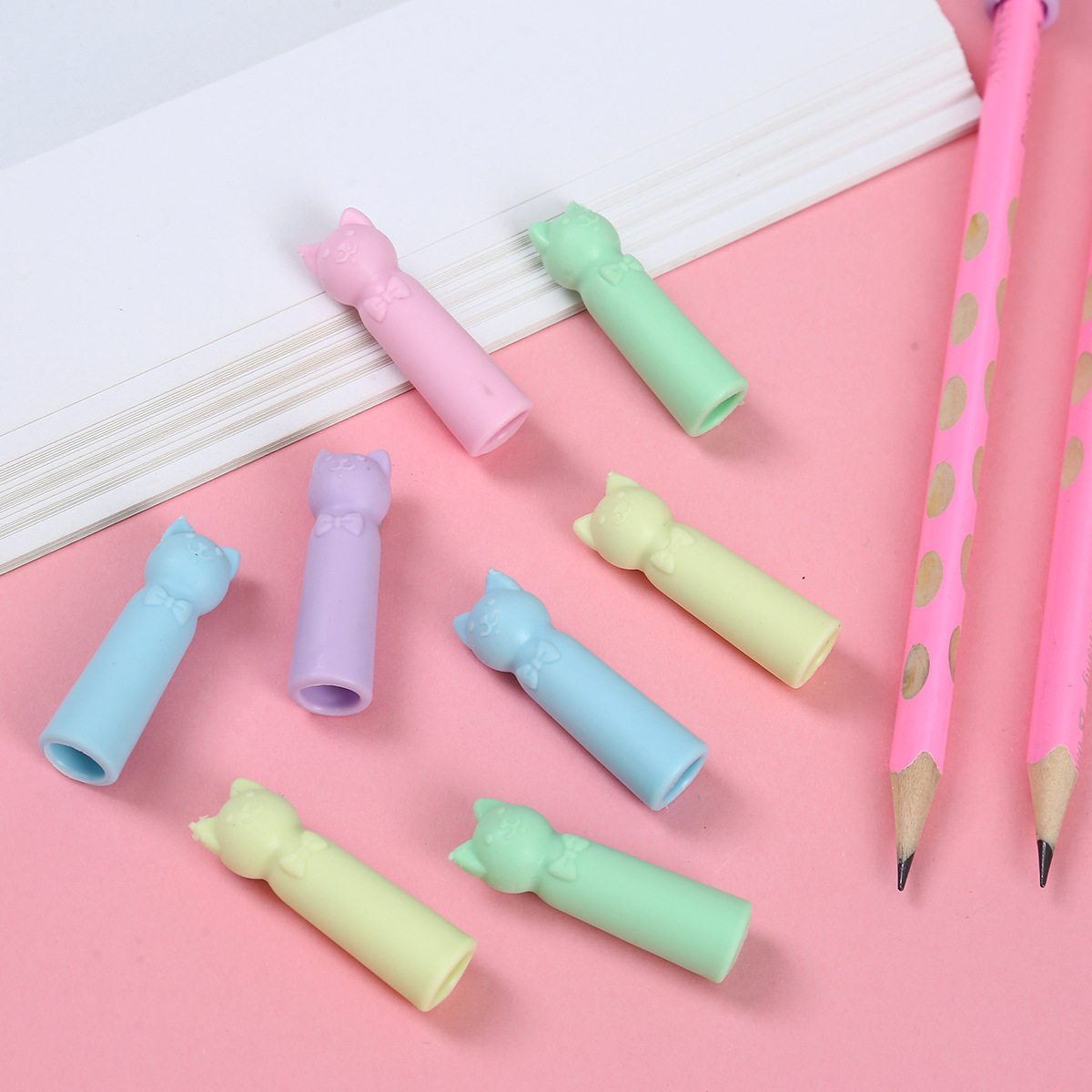 Новая мультяшная крышка для ручки ластик удлинитель карандаша защитный чехол мягкий резиновый чехол в виде кошачьих ушей