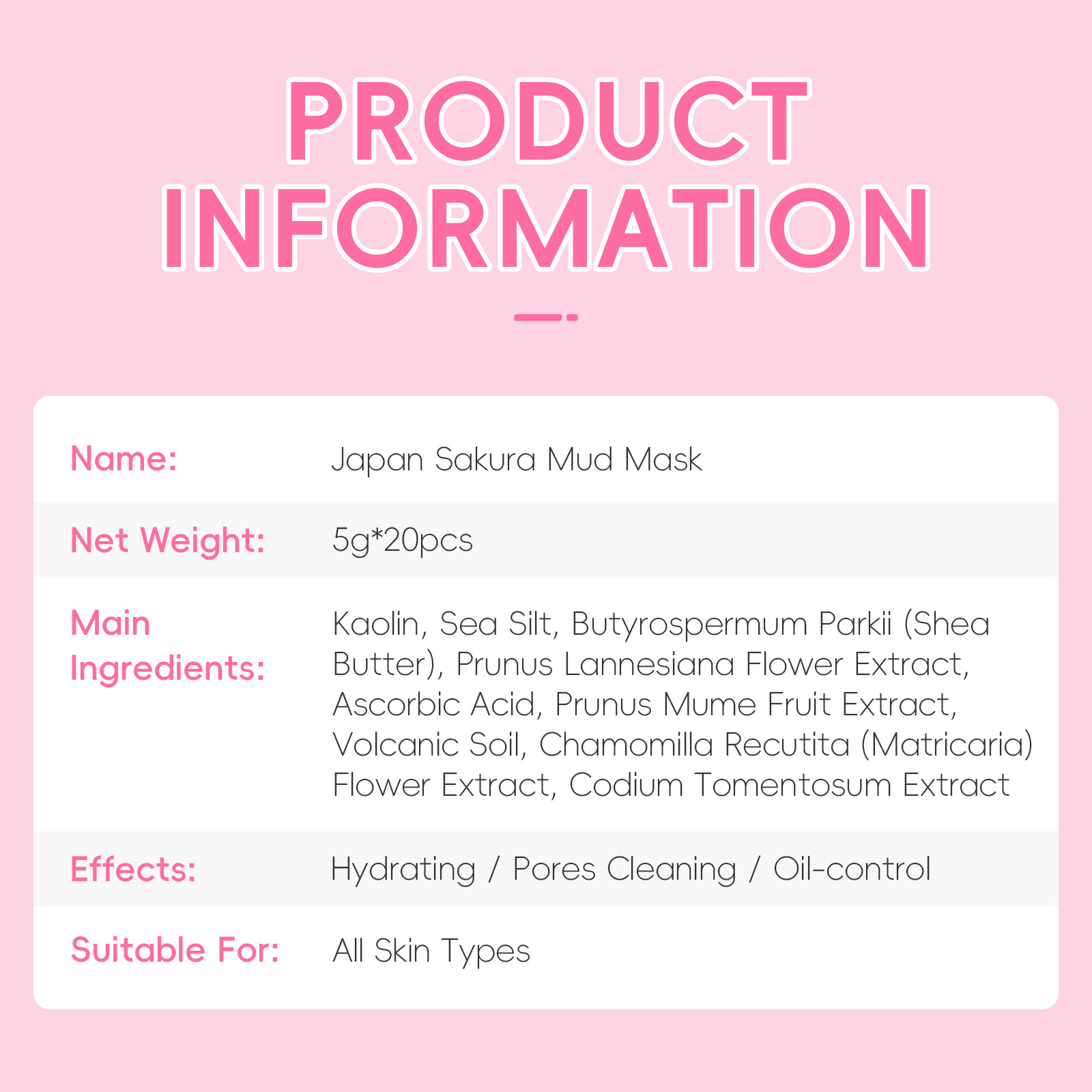 New Laiko Sakura Mask (Series) 5g Cleans Pores Mud Mask Apply Hydrating and Moisturizing Foreign Trade Mask