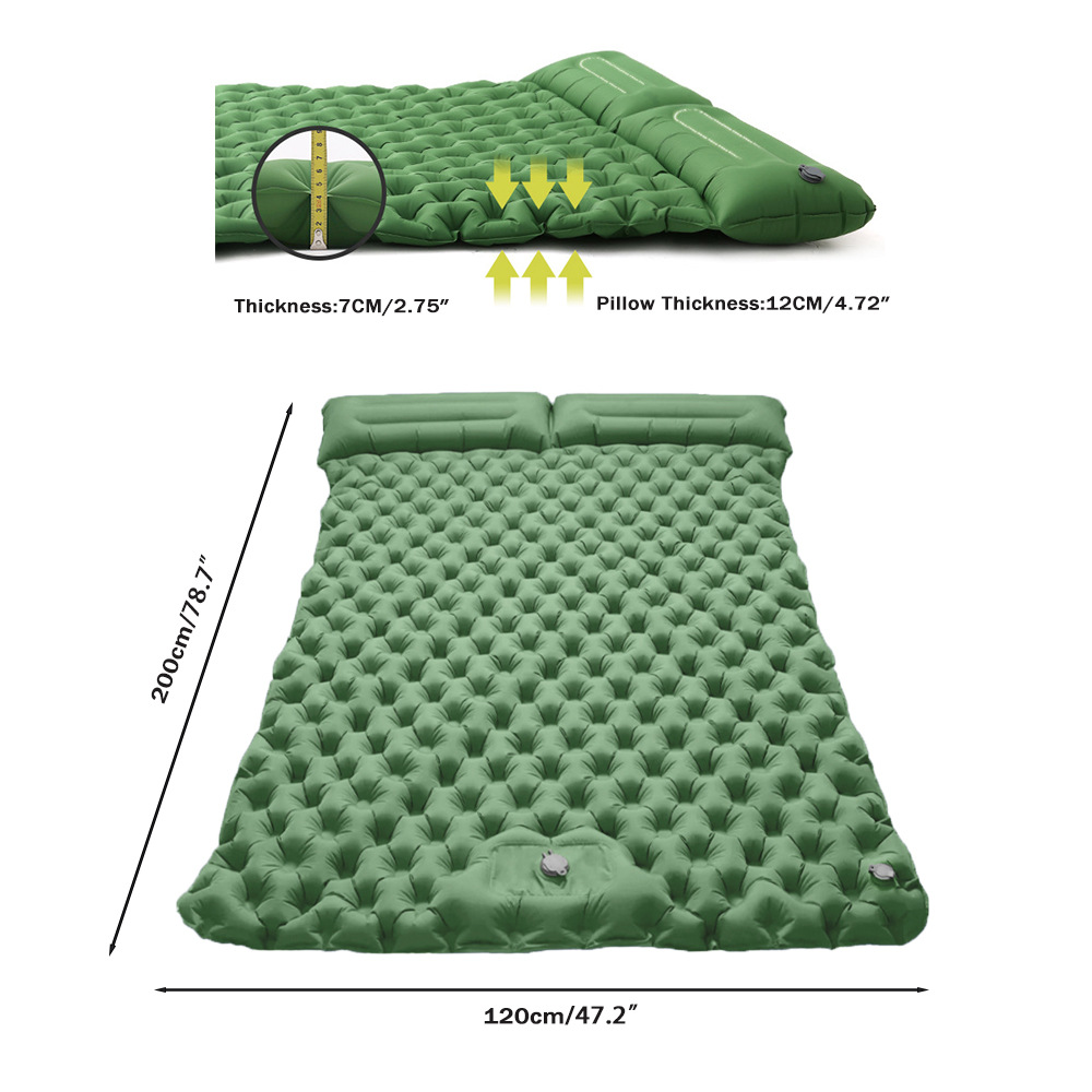 Cross-Border Tpu Double Inflatable Mat Ultra-Light Outdoor Portable Tent Mat Camping Style Moisture-Proof Mat Manufacturer Direct Sale