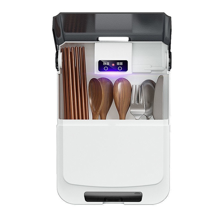 Smart Chopstick Basket Sterilizer with Drying Function, Small Household Storage Box, No-Drill Chopstick Holder, Wall-Mounted