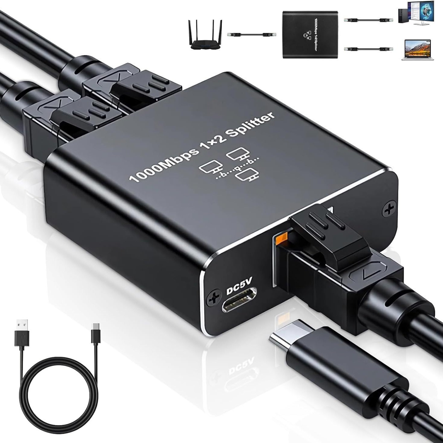 RJ45 гигабитный сетевой дистрибьютор сетевой кабель 1-3 широкополосный маршрутизатор 1-2 дистрибьютор адаптер