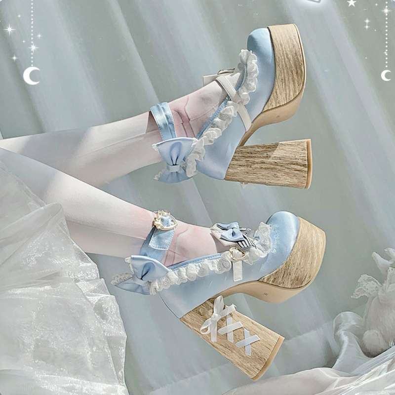 Милые лолита туфли с супер высокими каблуками, феи, лолита туфли для девочек, сладкие и элегантные, водонепроницаемая платформа