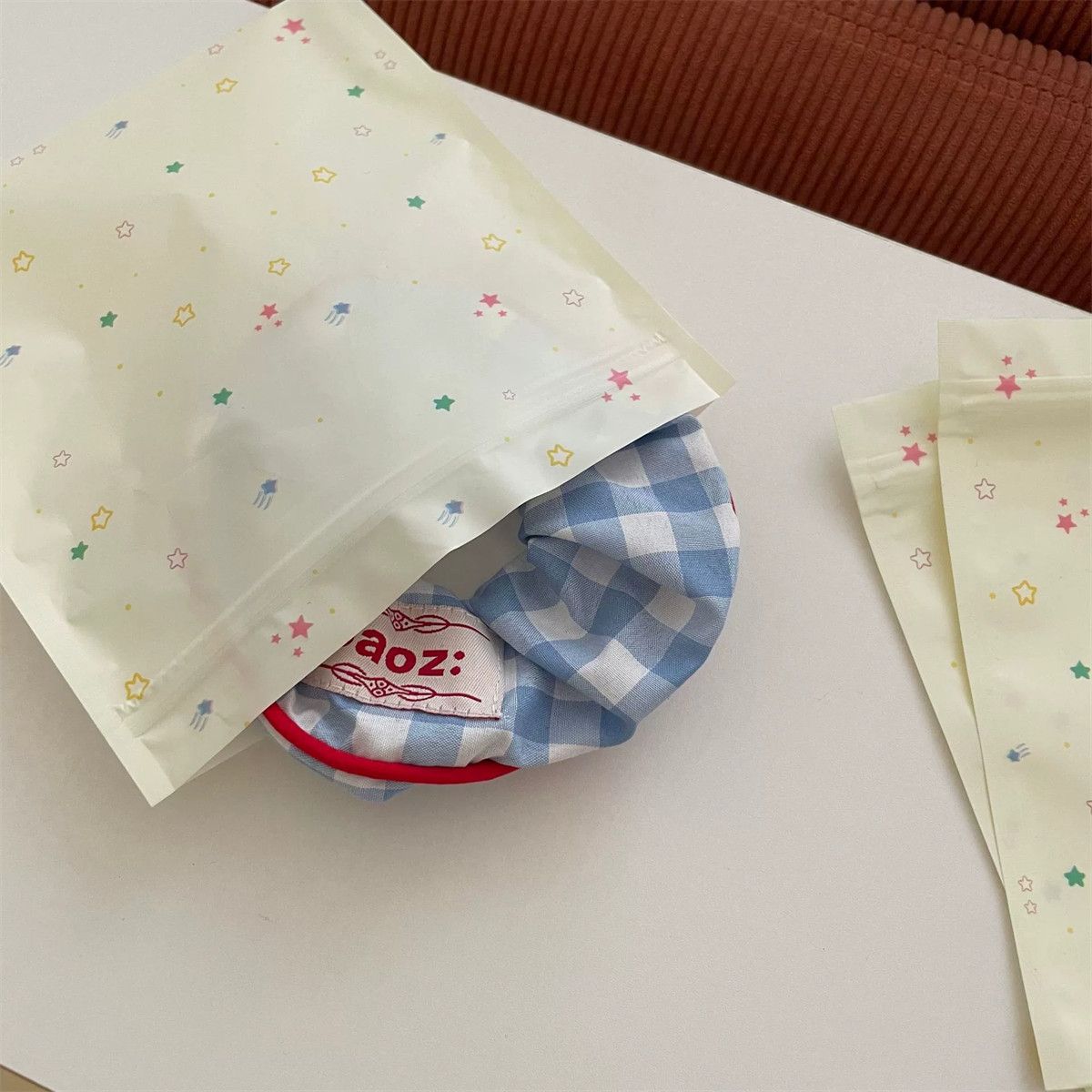 Food Grade Packaging Material Custard Colorful Star Thickeneded Hair Band Packaging Bag Underwear Plastic Ziplock Bag