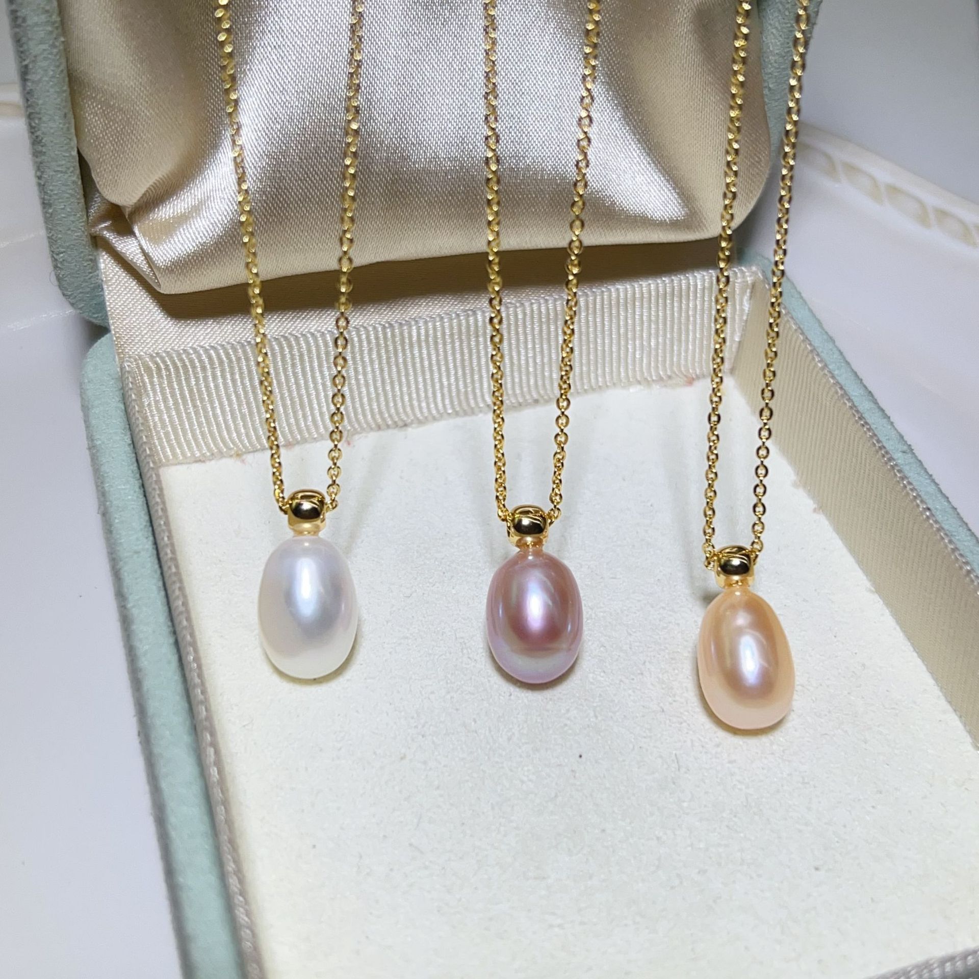 18K Gold Ins French Style Retro Freshwater Real Pearl Necklace Women's Elegant Elegant Peas Clavicle Chain Draisable