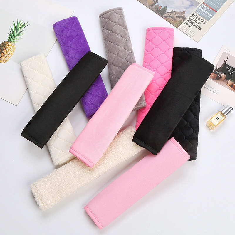 Car Shoulder Cover Car Supplies Simple Ice Silk Plush Soft and Comfortable Fabric Convenient Safety Belt Protective Cover