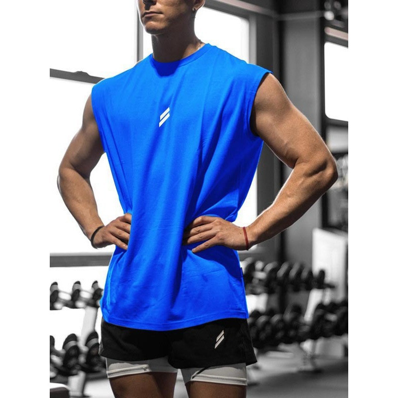 Summer Fitness Sports Mesh Vest Leisure Running Training Loose European and American plus size Breathable Quick-drying Round Neck Sweatshirt