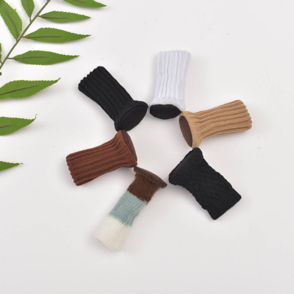 Knitted Chair Foot Cover Silicone Wool Floor Protective Cover Thickened Wear-Resistant Anti-Slip Silent Stool Chair Felt Foot Pad