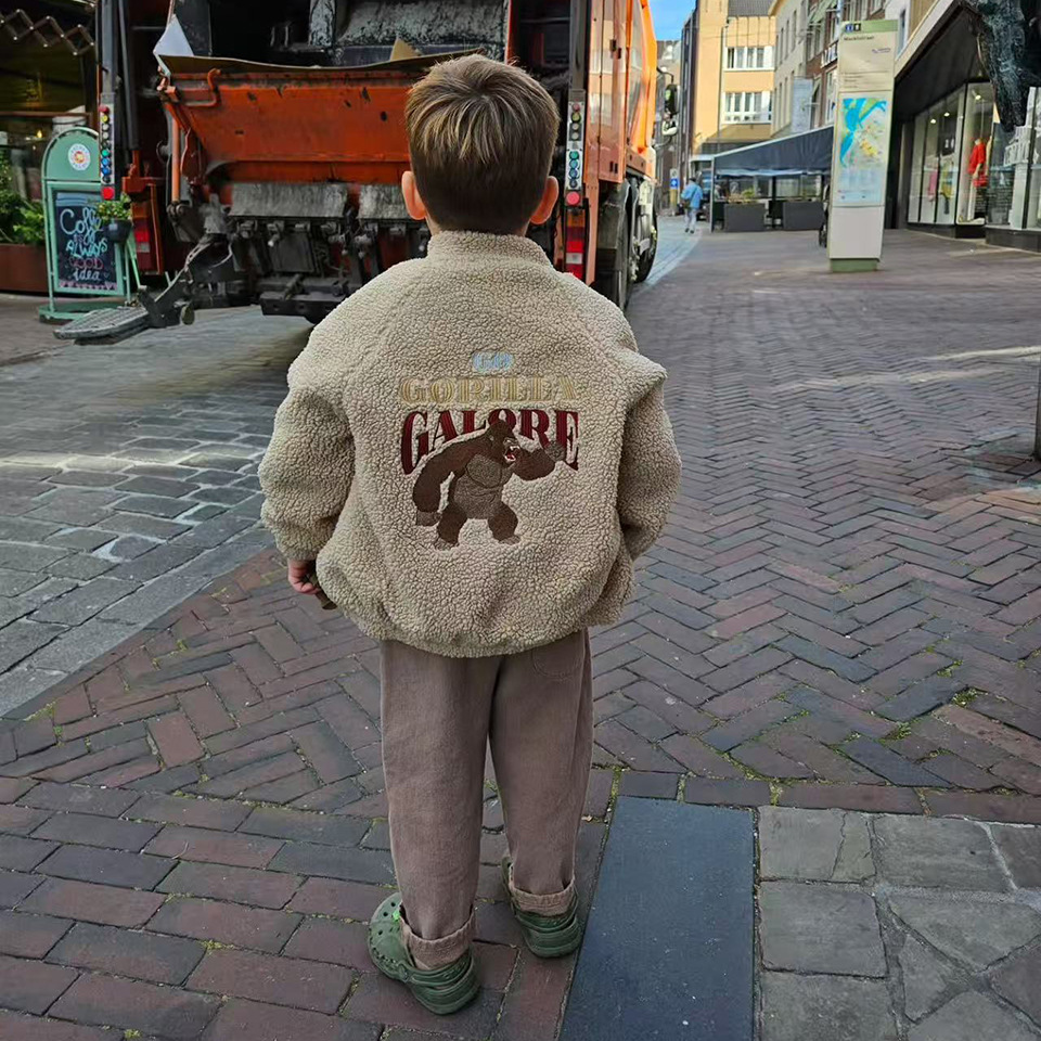 In Stock 25 Autumn/Winter New Children's Clothing Ks Same Style Fur Coat Sailboat Cherry Anchor Set Cute Fur Jacket