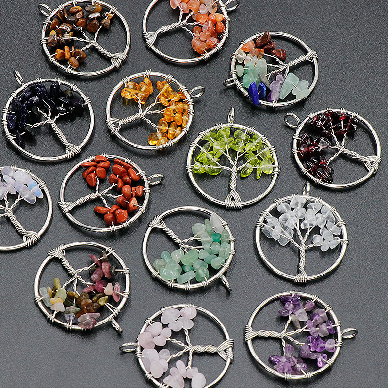 Natural crystal gravel pendant colorful tree root life tree crystal tree wishing tree diy jewelry accessories manufacturers