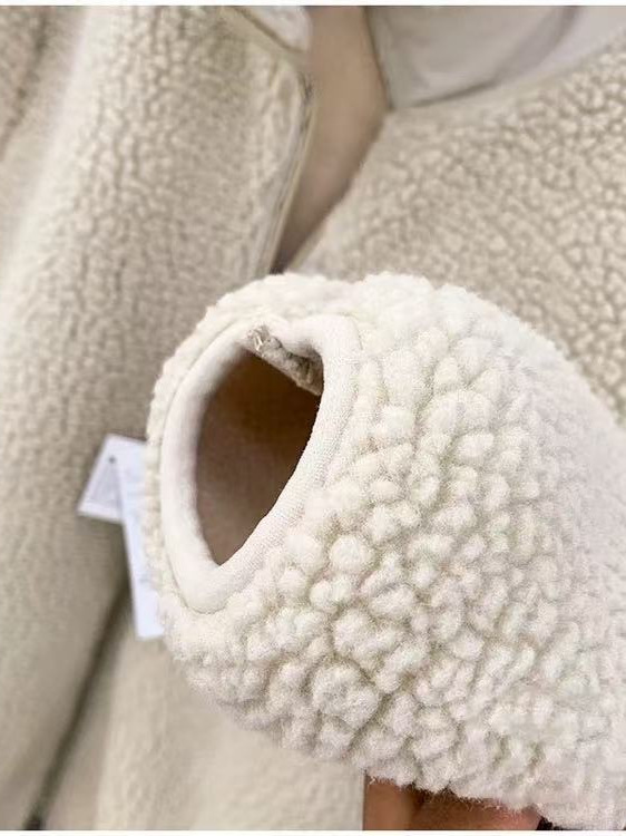 Japanese Style Goods Sheep Spring, Autumn and Winter Windproof and Warm Composite Polar Fleece Stand Collar Outwear Lamb Wool Couple Model 473071