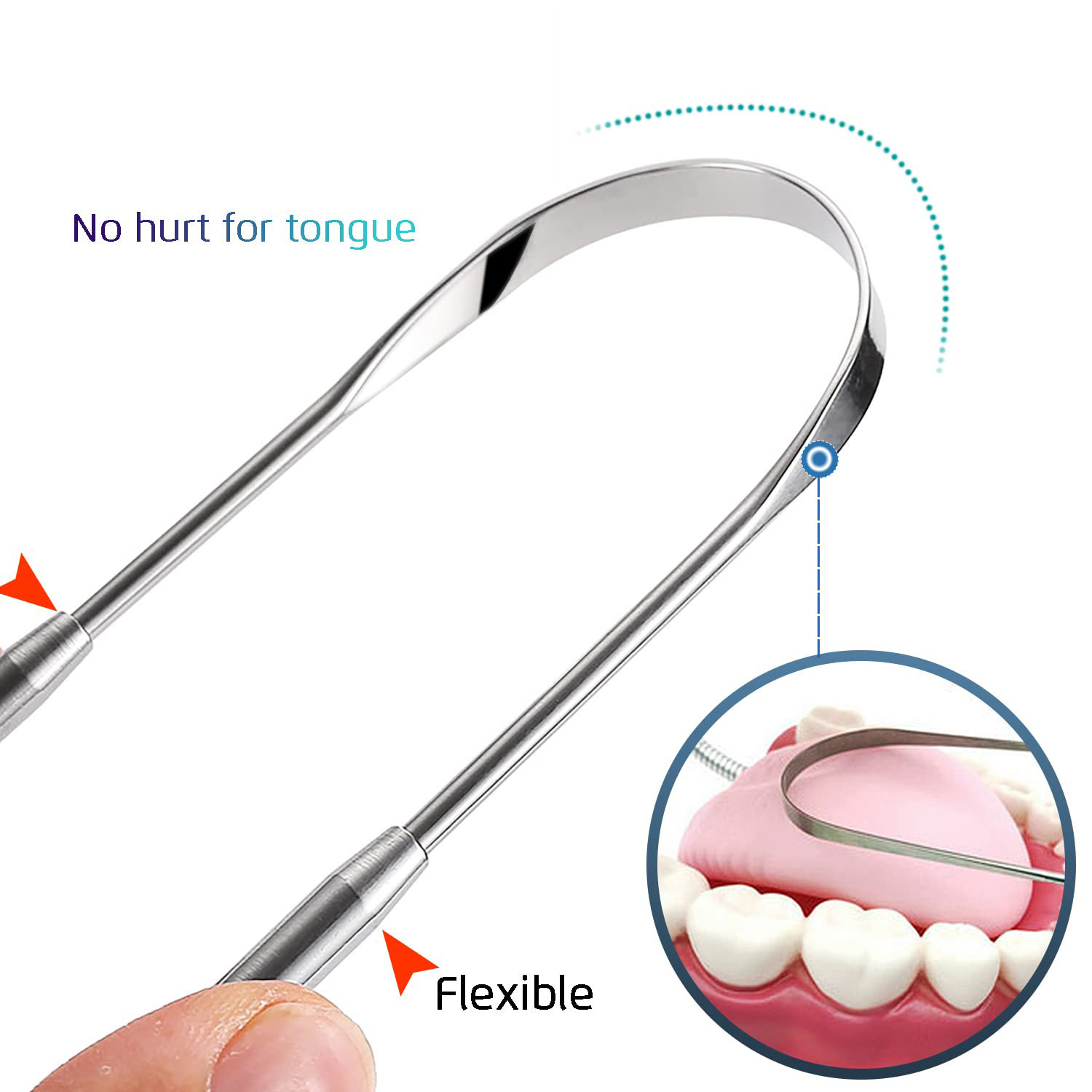 Stainless steel tongue coating cleaner tongue scraper tongue coating device opening tongue scraper tongue brush tongue scraper oral tool
