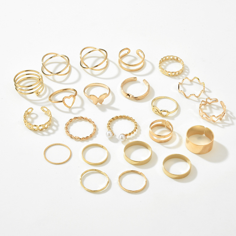 Черное открытое кольцо, трехкомпонентный набор, простой геометрический дизайн