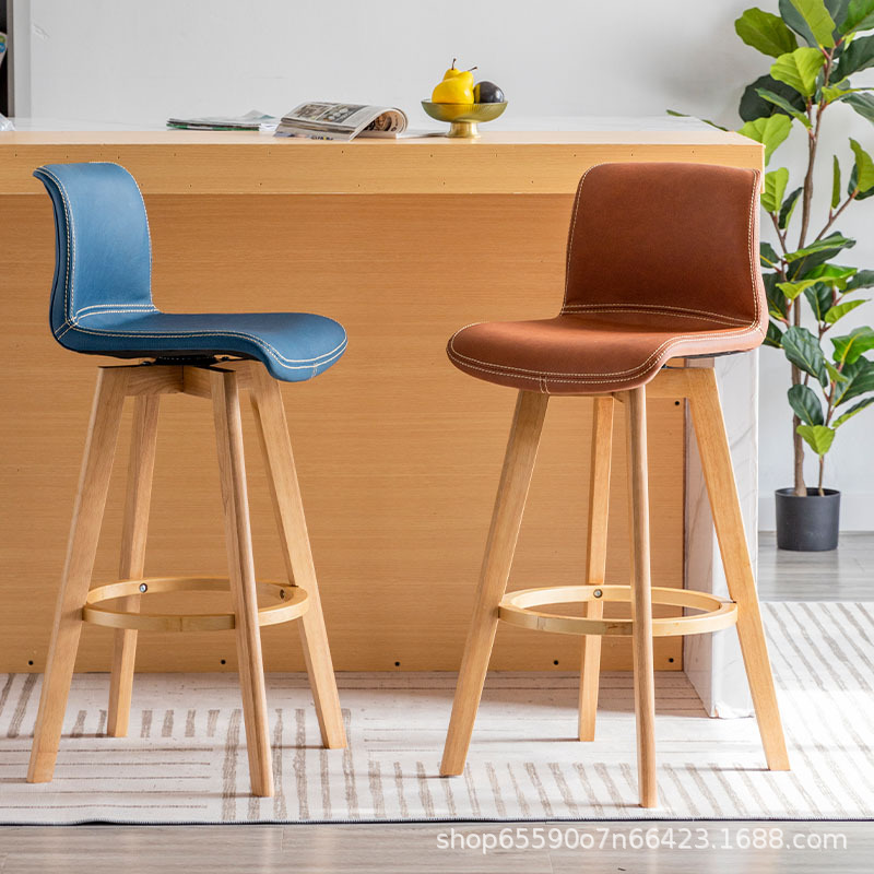 Барный стул из массива дерева вращающийся барный стул для переднего стола высокий стул креативный высокий стул для чайного магазина с подлокотником домашний барный стул