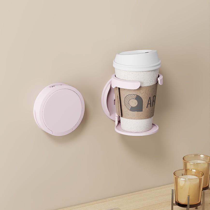 Folding Cup Holder Office Desk Cabinet Door Punch-free Coffee Storage Rack Household Dormitory Wall-mounted Cup Shelf