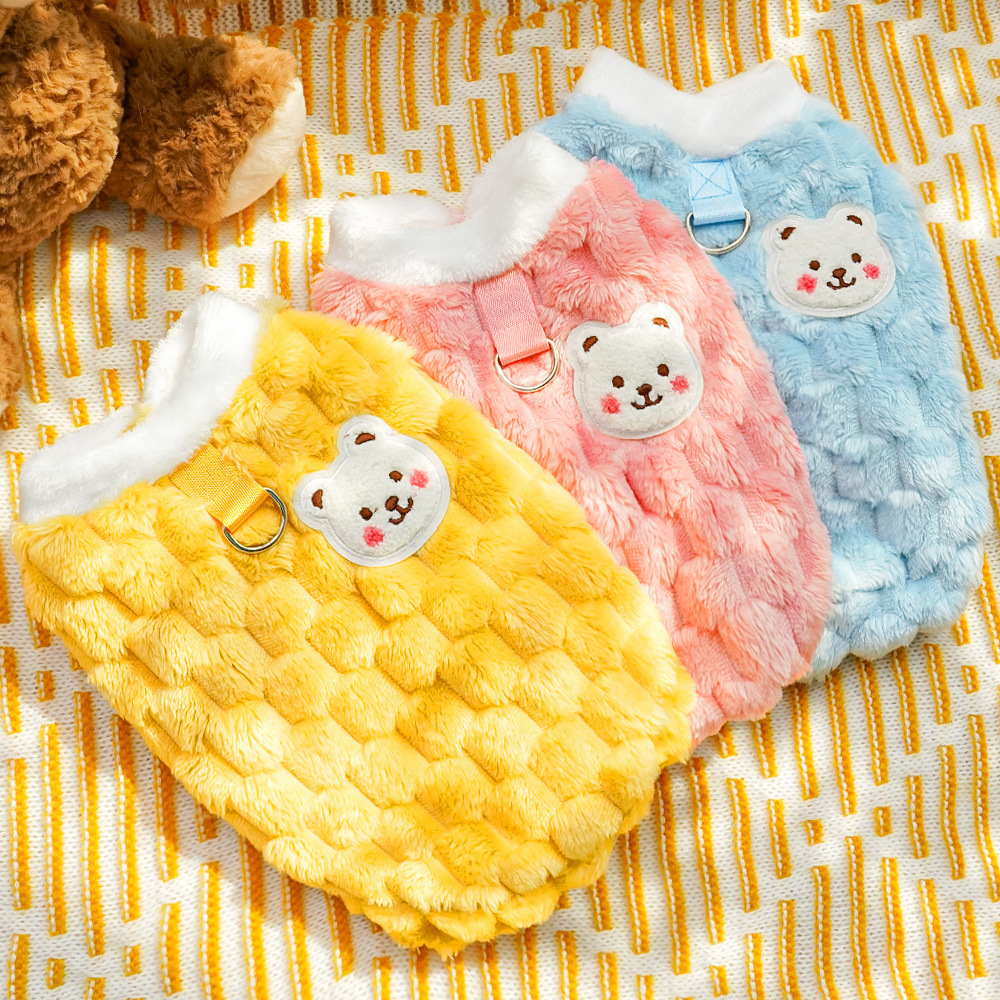 Traction puppy clothes new autumn and winter than bear pet teddy Schnery cat supplies fleece-lined wholesale
