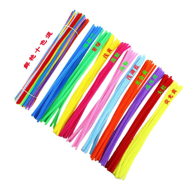 Macaron Mixed Color Twist Stick Environmentally Friendly Wool Root DIY Handmade Plush Strip Artificial Bouquet Material Package Toy