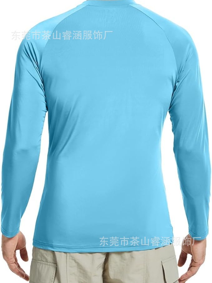 Cross-Border European and American Fishing Clothing Anti-Uv Long-Sleeved Sun Protection Clothing Summer Outdoor Quick-Drying Breathable T-Shirt Pure Color